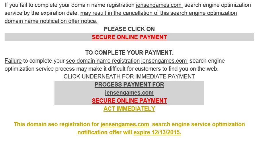 scam domain email